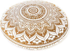 32" Brown White Floor Meditation Pillow Cushion Seating Throw Cover Hippie - Image 3