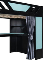 Full Size Wood Loft Bed with Built-in Workstation, Smart Storage, RGB Lighting - Image 5