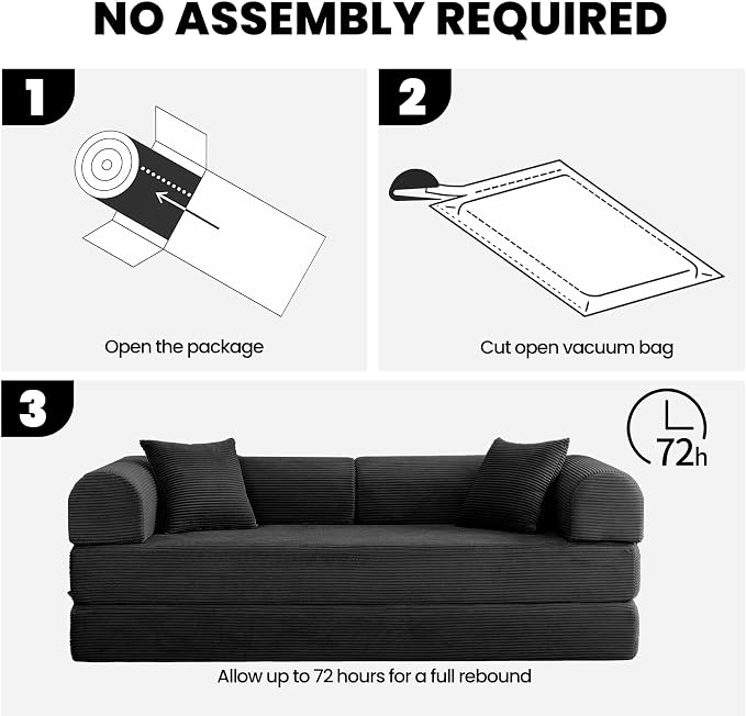 79'' Convertible Sofa Bed, 5-in-1 Folding Boneless Couch, Pull Out Floor Sleeper - Image 7