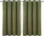 Blackout Curtains 52 x 45 inch/Olive Green Curtains Set of 2 Panels/Thermal - Image 2
