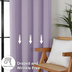 Simplebrand Ava Lilac Short 36 Inches Blackout Curtain 2 Panels Set, Half - Image 7