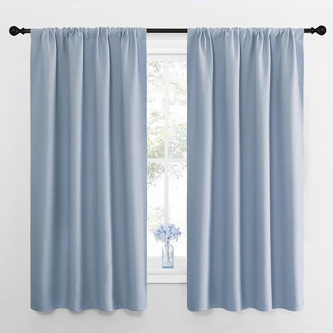 NICETOWN Blackout Curtains for Living Room, Vintage Blue, 2 Panels, 42 by 63 by NICETOWN