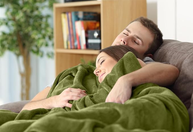 Utopia Bedding Ultra Soft Fleece Bed Blanket Full Size Olive | Microfiber Plush - Image 6