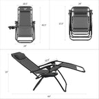 Devoko Patio Zero Gravity Chair Outdoor Free Folding Adjustable Chaise Lounge - Image 2