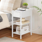 HOOBRO End Table with Charging Station, Narrow Side Table, Flip Top Nightstand - Image 6