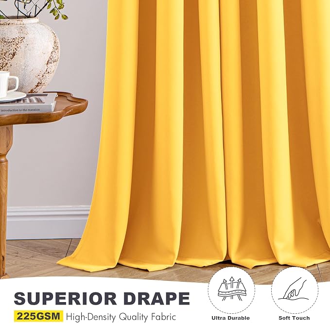 MIULEE Blackout Curtains for Bedroom 2 Panels 40 x 45 Inch Long Yellow | - Image 5