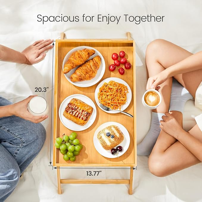 Bamboo Bed Tray Table, Large Breakfast Tray - Image 2