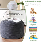 HIGOGOGO Round Stuffed Pouf Ottoman, Corduroy Poufs - Image 5