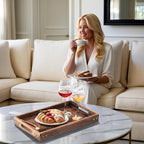 Serving Tray with Handles, 15.8"x 11" Wood Decorative Tray - Image 7