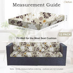 CALBODE 12 Pcs Waterproof Patio Cushion Covers, Floral Printed Stretch Outdoor - Image 2