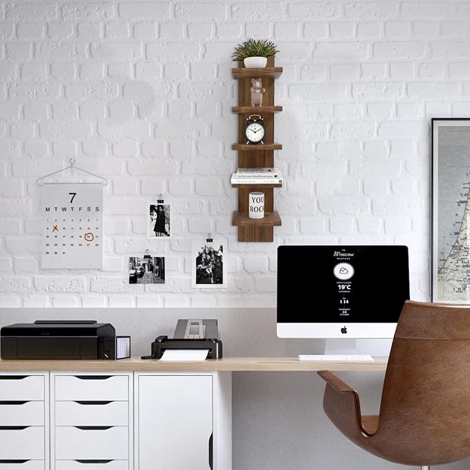 Homaterial 5 Tier Wall Shelf Unit, Decorative Wall Mount Vertical Shelving - Image 5