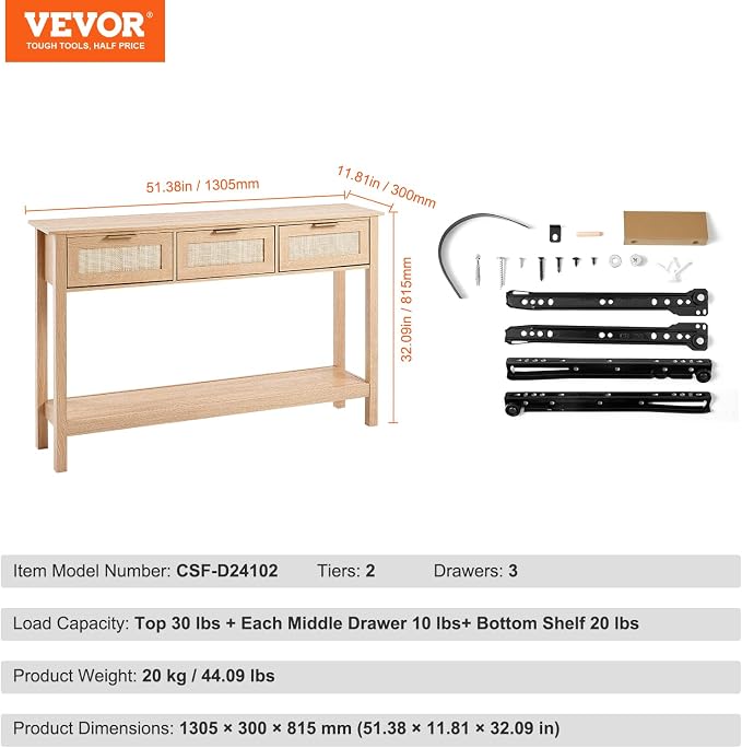 VEVOR Rattan Console Table - Image 2