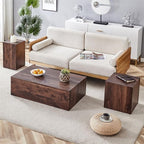 Coffee Table Set for 3, Modern Living Room Table Set, Wood Center Table Set by BAOPIN