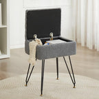 Vanity Stool Chair, Faux Teddy Fur Ottoman Foot Stool by Leesingdo