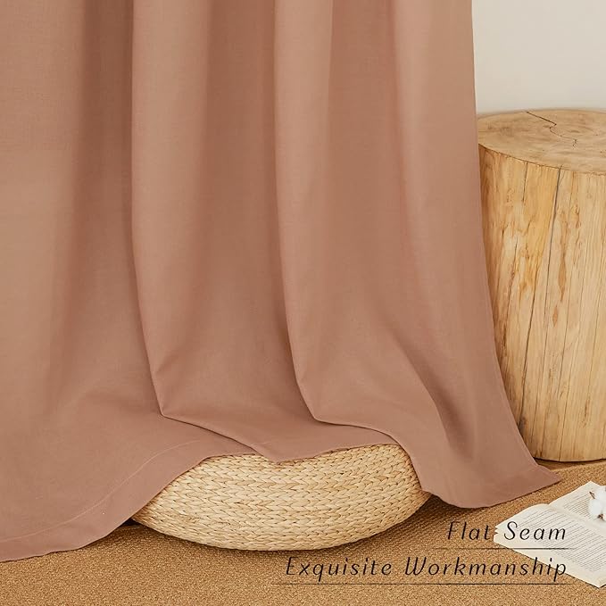 NICETOWN Thick Linen Burlap Terracotta Curtains, Privacy Curtains that Let - Image 7