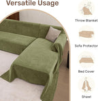 2 Pieces Sectional Couch Covers L Shaped Cover XXXL Green | Thick Washable - Image 6