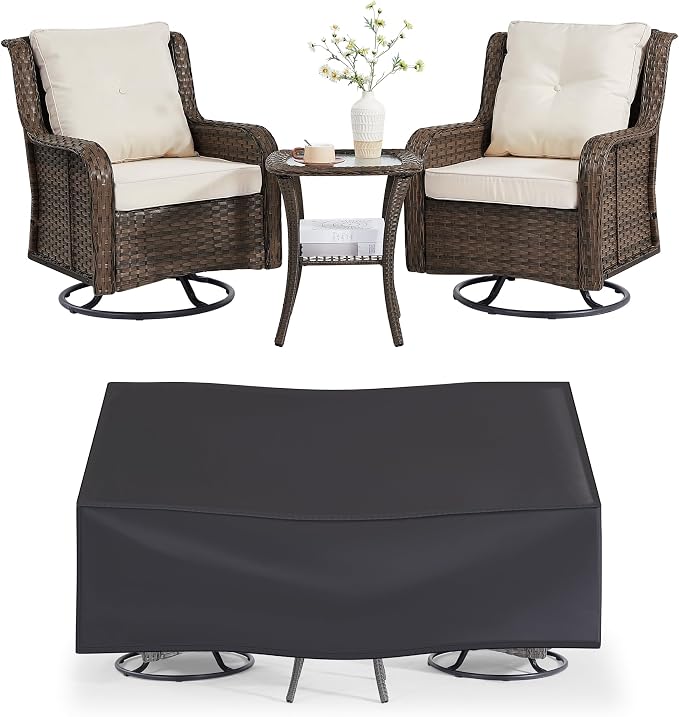 Wumiokio Patio Furniture Sets, 3 Pieces Wicker Outdoor Furniture by Wumiokio