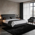 Black Rabbit Striped Plush Rug 5'x8', Fluffy Shaggy Area Rug - Image 3