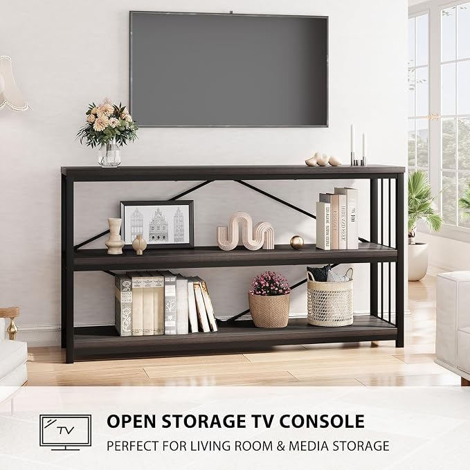 LVB Industrial Console Table, Metal and Wood Sofa Table, Rustic Entryway Table - Image 9