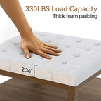 ABHENG 31.5” Large Square Storage Ottoman, Upholstery Solid Rubberwood Coffee - Image 3