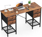 Sweetcrispy Computer Desk with Drawers, 55 Inch Home Office Bedroom Table with by Sweetcrispy