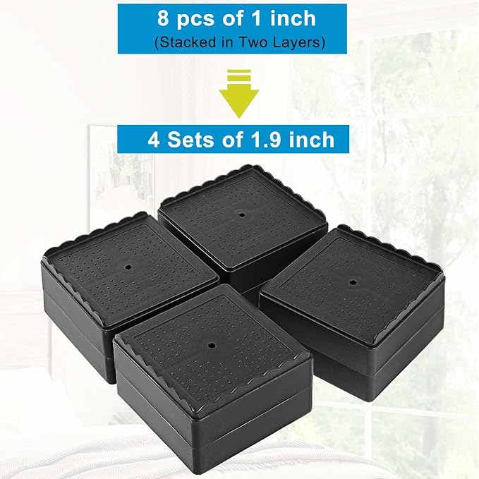 Bed Risers 1 inch, 2 inch, 3 inch, 4 inch Heavy Duty, Adjustable Furniture Riser - Image 3