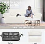 Easy-Going Stretch Oversized Loveseat Couch Covers Washable Cream | 1-Piece - Image 4