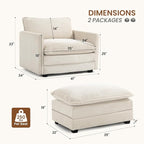 ROWHY Single Armchair with Ottoman, Modern Corduroy Cloud Couch with - Image 2