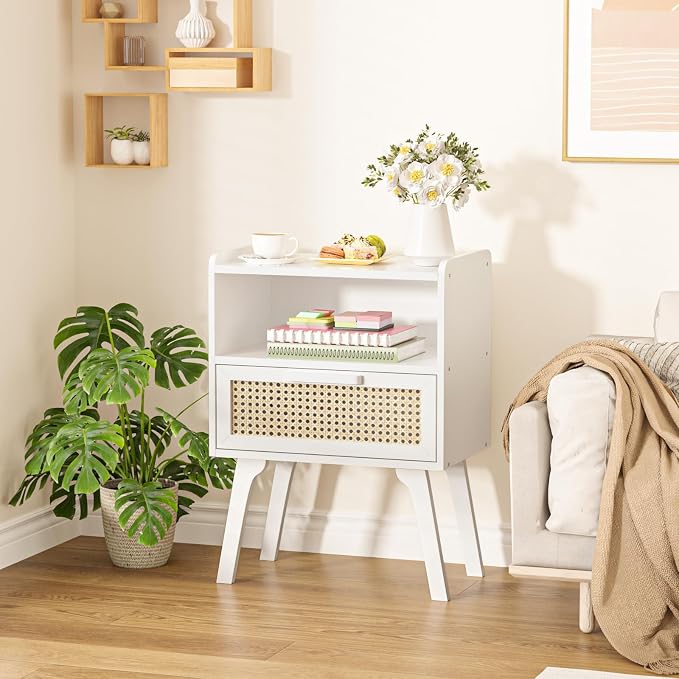 Lerliuo Rattan Nightstands Set of 2, Bedside Table - Image 9