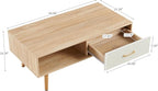 Coffee Table with Storage, Mid Century Boho Wood Center Table with Open Storage - Image 2
