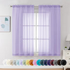 Chyhomenyc Sheer Curtains 63 Inch Length 2 Panels, Lilac | Light Filtering by Chyhomenyc