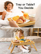 Bamboo Bed Tray Table with Foldable Legs, Breakfast Tray - Image 5