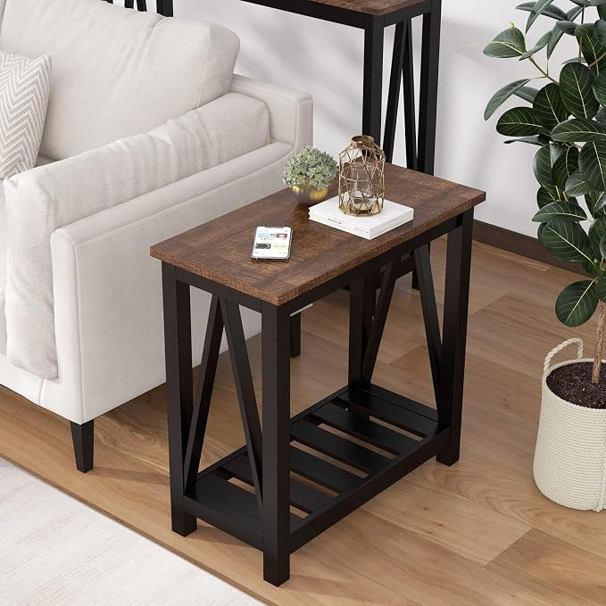 ChooChoo Farmhouse End Table, Rustic Vintage Narrow End Side Table - Image 4
