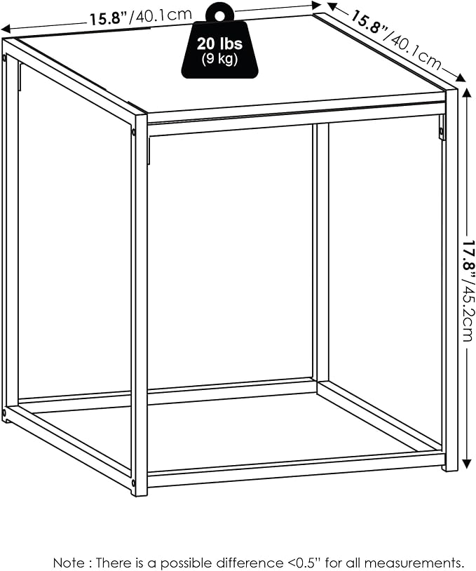 Furinno CAMNUS Side Table Set of 2, Metal Frame End Table, Square Open Frame - Image 3