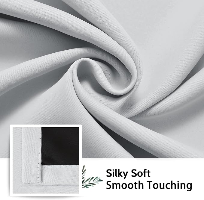 SimpleHome White 100% Blackout Curtains Room Darkening Living Room 54 Inch | - Image 7