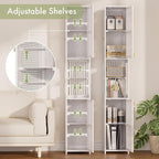 Amazer White Bathroom Storage Cabinet 70'', Bamboo Slim Storage Cabinet - Image 4