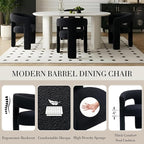 Black Dining Chairs Set of 6, Upholstered Sherpa Barrel Chairs - Image 4