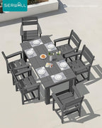 SERWALL Outdoor Dining Table Set, 67‘’ HDPE Patio Dining Set - Image 6