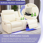 Power Recliner Loveseat, Living Room Furniture Sets, Breathing Leather - Image 3