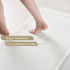 RESARE Waffle Bathroom Runner Rugs, Non Slip Boho Bath Mat 24"x60" White | Long - Image 3