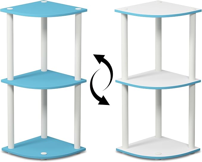 Furinno TURN-N-TUBE Corner Shelf, 3-Tier Corner Bookshelf, Display Storage - Image 3