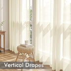 MIULEE Light Cream Sheer Curtains 96 Inches Long 4 Panels 42 x 96 Inches | - Image 5