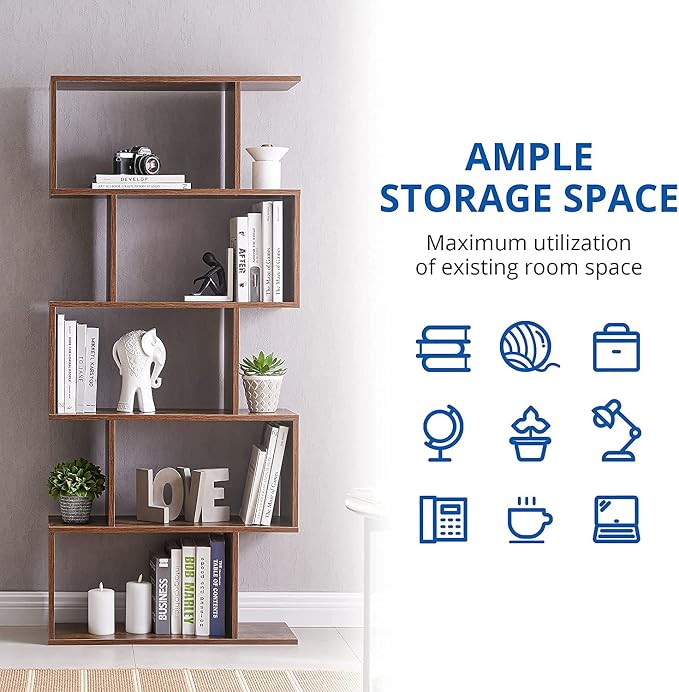 Cozy Castle Set of 2 Geometric Bookcase, S-Shaped Modern Bookshelf, Room - Image 9