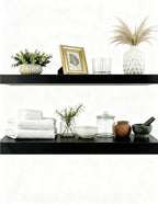 Solid Wood Floating Shelves, 40in Finished Real Wood Wall Shelves by Unknown