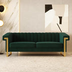 Mid-Century Modern Green Velvet Sofa by yunqishiHOME