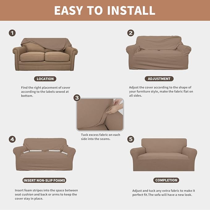 Easy-Going 100% Waterproof Couch Cover, 3 Cushion Oversized Sofa Cover | - Image 5