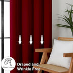 Simplebrand Ava Red Short 36 Inches Blackout Curtain 2 Panels Set, Half Window - Image 7