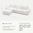 Cloud Couch Sectional 113.2'' Oversized Modular Deep Seat Sofa L Shaped Comfy - Image 2