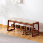 SOBIBO Solid Wood Shoe Bench, 2-Tier Wooden Entryway Bench, Modern Shoe Rack by SOBIBO