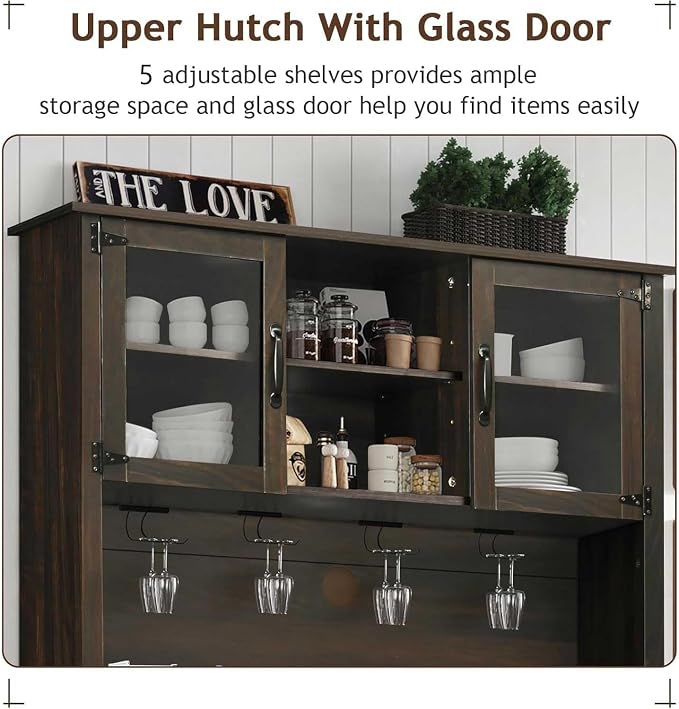 4ever2buy Farmhouse Coffee Bar Cabinet - Image 4